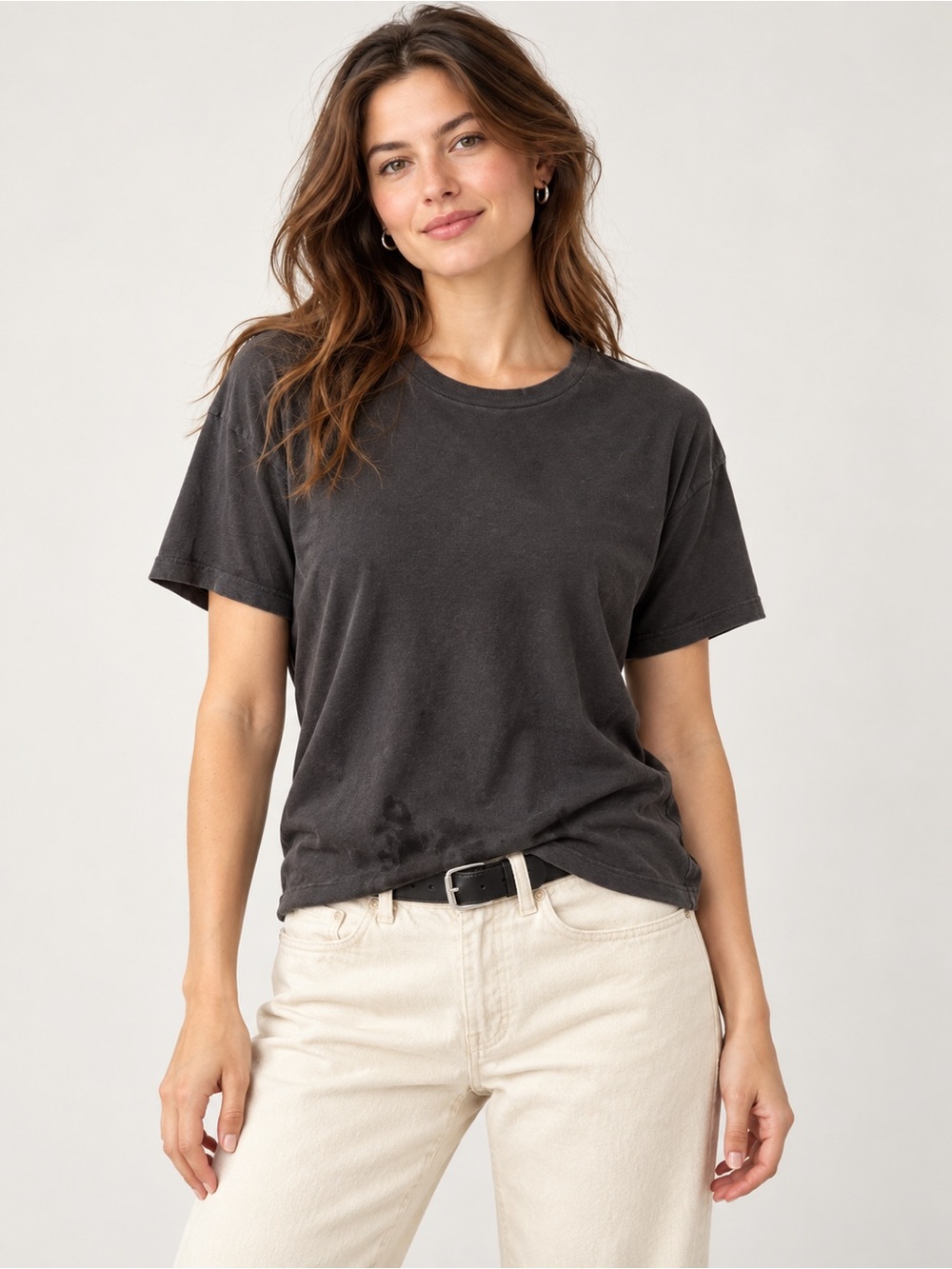 J.Crew Broken-In Charcoal Crewneck Cotton T-Shirt Women’s L